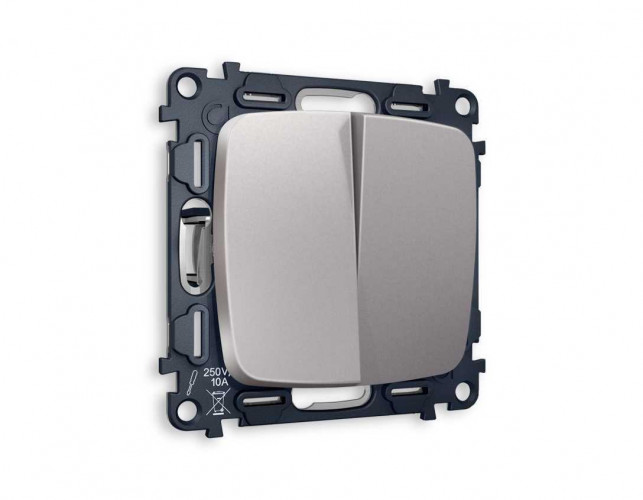 Комплект механизма 2-кл выключателя AMBRELLA VOLT OMEGA Сталь матовый QUANT (OP5030, VM115) MO503010