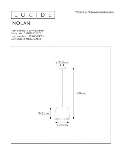 Подвесной светильник Lucide Nolan 30488/01/30