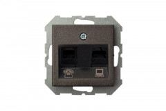 Розетка RJ45/RJ11 Liregus Epsilon антрацит 28-115