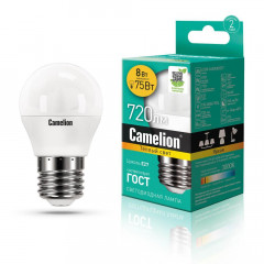 Лампа светодиодная Camelion E27 8W 3000K 40/T25/CL/E14 12984