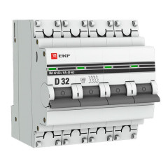 Автоматический выключатель 4P 32А (D) 4,5kA ВА 47-63 EKF PROxima mcb4763-4-32D-pro