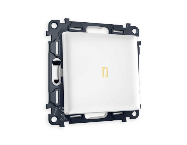 Комплект механизма 1-кл проходного выключателя AMBRELLA VOLT с подсветкой 3200K ALFA Белый матовый QUANT (AP1220, VM105, G22Y) MA122030