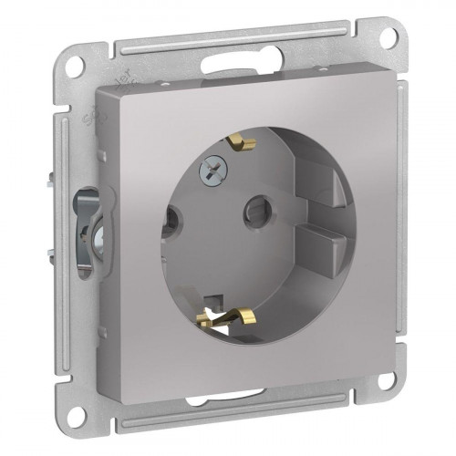 Розетка 2К+З Systeme Electric AtlasDesign 16A 250V со шторками алюминий ATN000345