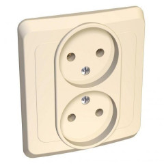 Розетка двойная 2К Systeme Electric Этюд 16A 250V кремовая PC16-005K
