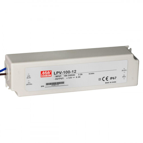 Блок питания Mean Well, герметичный, LPV-100-12, в пластиковом корпусе LPV-100-12