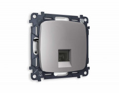 Комплект механизма компьютерной розетки AMBRELLA VOLT OMEGA Сталь матовый RJ-45(8P8C) CAT6 с шторкой QUANT (OP5120, VM188) MO512010