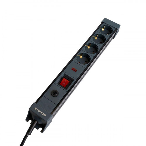 Сетевой фильтр 4-местный с/з Stekker 3x1мм2, 3 м, 250В, 16А Techno, HM22-41-03, черный 50157
