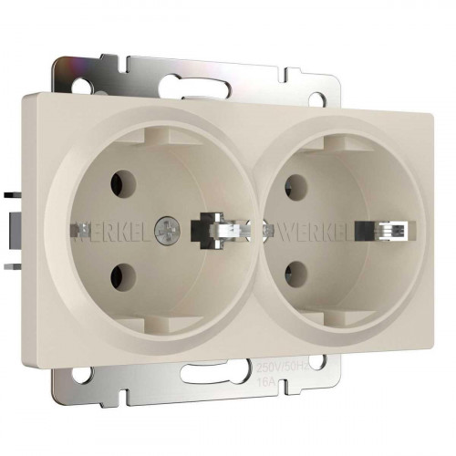 Розетка двойная с заземлением Werkel айвори матовый W1172062 4690389192142