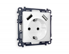 Комплект механизма электрической розетки AMBRELLA VOLT ALFA Белый матовый 2USB A+A 18W (быстрая зарядка) с/з QUANT (AP1290, VM155) MA129010