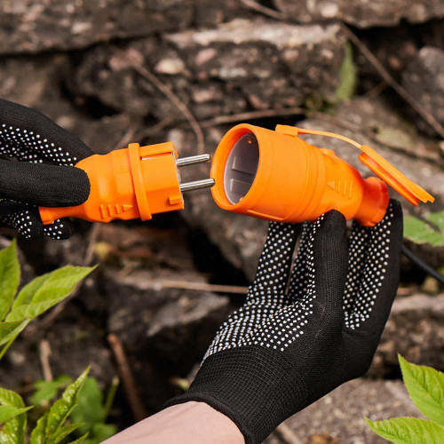 Розетка каучуковая 1 гнездо с крышкой переносная оранжевая, с/3, 16А, IP54, REXANT 111-123