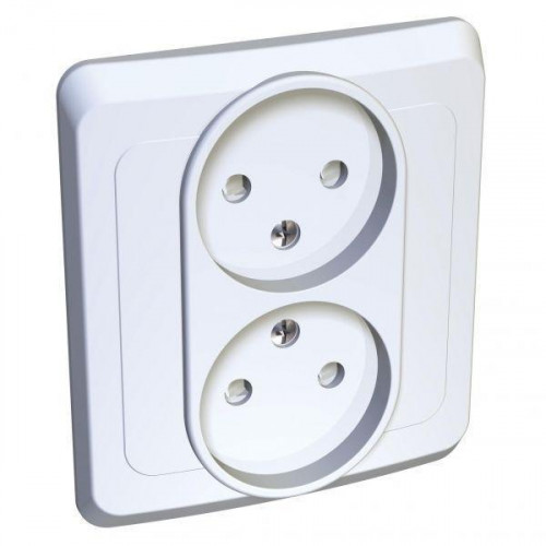 Розетка двойная 2К Systeme Electric Этюд 16A 250V со шторками белая PC16-006B