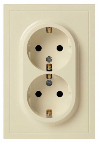 Розетка ЭРА Galaxy 15-2104-02 с заземлением двойная 2X2P+E Schuko 16А-250В IP20 слоновая кость Б0070679