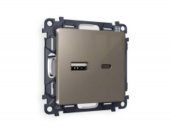 Комплект механизма розетки AMBRELLA VOLT ALFA Темная бронза матовый 2USB A+C 20W (быстрая зарядка) QUANT (AP6410, VM177) MA641010
