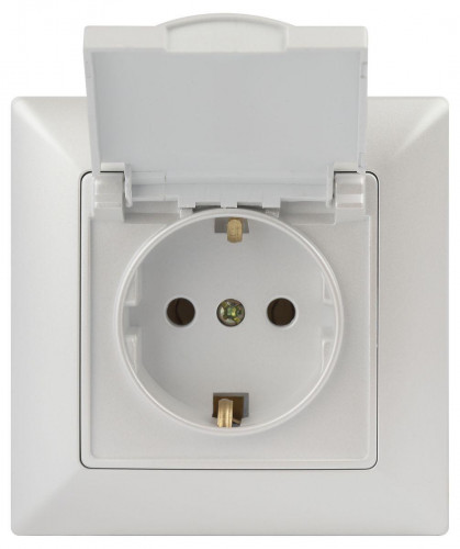 Розетка ЭРА Intro Solo Schuko 2P+E 16A 250V с крышкой перламутровый 4-203-06 Б0053662