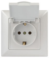 Розетка ЭРА Intro Solo Schuko 2P+E 16A 250V с крышкой перламутровый 4-203-06 Б0053662
