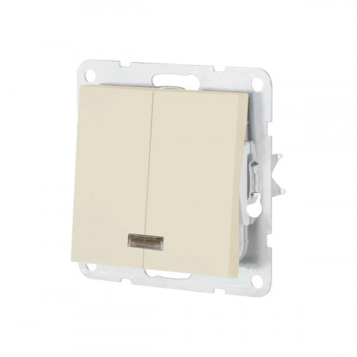 Выключатель двухклавишный LK Studio LK80 c подсветкой бежевый матовый 841202-1