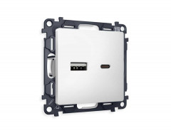 Комплект механизма розетки AMBRELLA VOLT  ALFA Белый матовый 2USB A+C 20W (быстрая зарядка) QUANT (AP1310, VM177) MA131010
