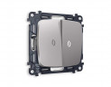 Комплект механизма 2-кл проходного выключателя AMBRELLA VOLT с подсветкой 5600K OMEGA Сталь матовый QUANT (OP5040, VM120, G25W) MO504035