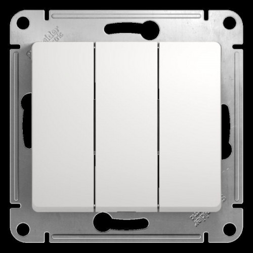 Выключатель трехклавишный Systeme Electric Glossa 10A 250V белый GSL000131