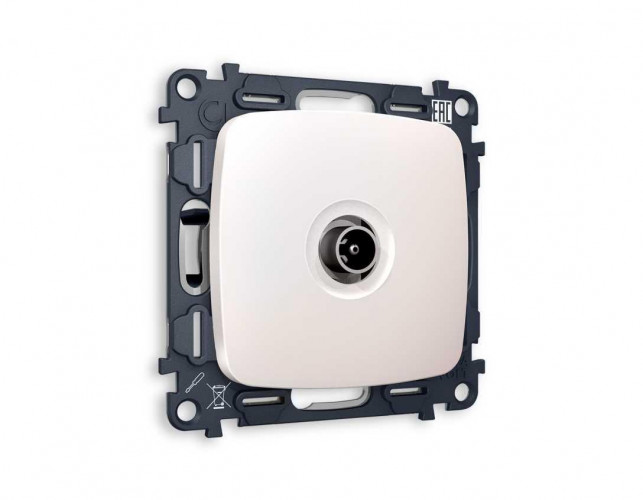 Комплект механизма TV розетки проходной AMBRELLA VOLT OMEGA Жемчуг 5-1000 MHz 4dB QUANT (OP2130, VM211) MO213030