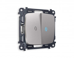 Комплект механизма 2-кл проходного выключателя AMBRELLA VOLT с подсветкой 10000K OMEGA Сталь матовый QUANT (OP5040, VM120, G29B) MO504040