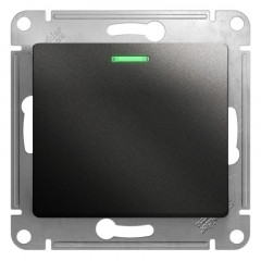 Переключатель одноклавишный проходной Systeme Electric Glossa 10A 250V с подсветкой антрацит GSL000763
