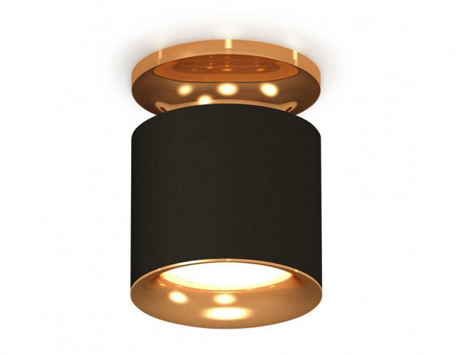Комплект накладного светильника Ambrella light Techno Spot XS7402102 SBK/PYG черный песок/золото желтое полированное (N7929, C7402, N7014)