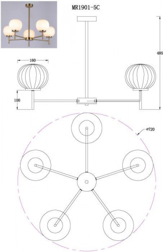 Потолочная люстра MyFar Eliza MR1901-5C