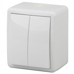 Выключатель двухклавишный ЭРА Эксперт 10AX 250V IP54 Al Cu 11А-1404-01 Б0038817