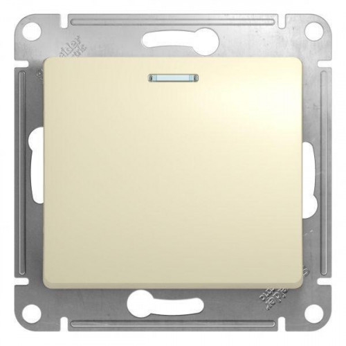 Переключатель одноклавишный проходной Systeme Electric Glossa 10A 250V с подсветкой бежевый GSL000263