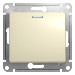 Переключатель одноклавишный проходной Systeme Electric Glossa 10A 250V с подсветкой бежевый GSL000263
