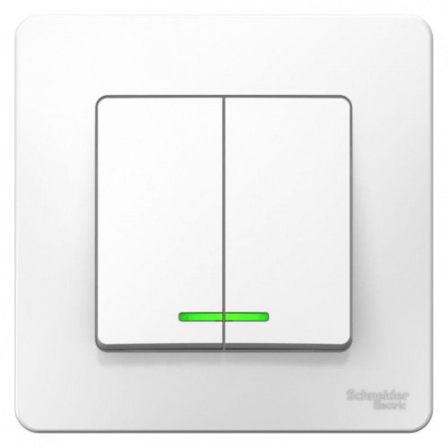 Выключатель двухклавишный Systeme Electric Blanca 10A 250V с подсветкой белый BLNVS010511