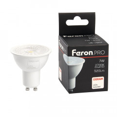Лампа светодиодная Feron GU10 7W 2700K прозрачная LB-1607 38182