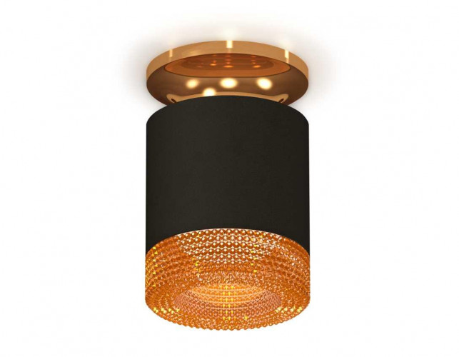 Комплект накладного светильника Ambrella light Techno Spot XS7402103 SBK/PYG/CF черный песок/золото желтое полированное/кофе (N7929, C7402, N7195)