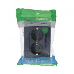 Розетка двойная 2К+З Systeme Electric AtlasDesign 16A 250V грифель ATN000724
