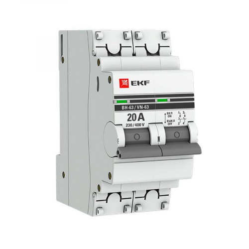 Выключатель нагрузки 2P 20А ВН-63 EKF PROxima SL63-2-20-pro