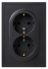 Розетка ЭРА Galaxy 15-2105-05 с заземлением двойная 2X2P+E Schuko со шторками IP20 16А-250В антрацит Б0070705