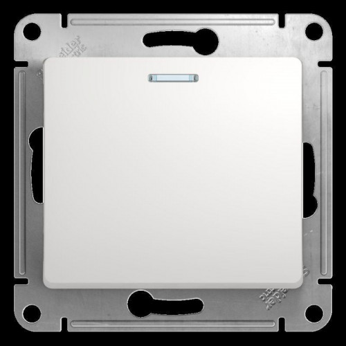 Переключатель одноклавишный проходной Systeme Electric Glossa 10A 250V с подсветкой белый GSL000163