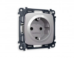 Комплект механизма электрической розетки AMBRELLA VOLT OMEGA Сталь матовый с/з на винтовых зажимах QUANT (OP5060, VM141) MO506010