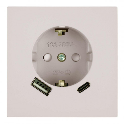Розетка 1-местная з/ш с/з 16А + USB + Type C (механизм) Stekker 250В 20W Мия RST16-3119-08 пудровый жемчуг 50482