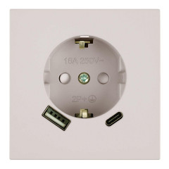 Розетка 1-местная з/ш с/з 16А + USB + Type C (механизм) Stekker 250В 20W Мия RST16-3119-08 пудровый жемчуг 50482