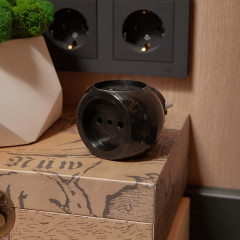 Тройник электрический «Шар» 6А б/з черный 220 В REXANT 11-1063-1