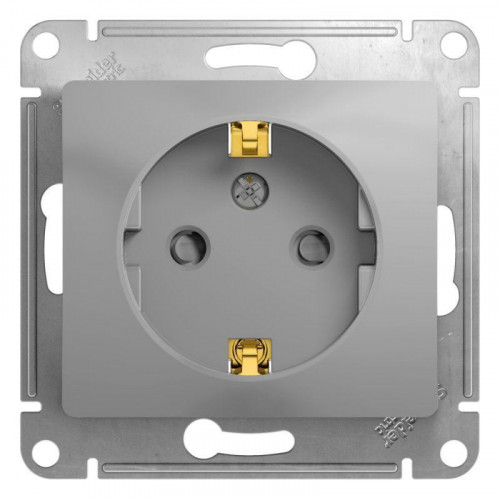 Розетка 2К+З Systeme Electric Glossa 16A 250V со шторками алюминий GSL000345