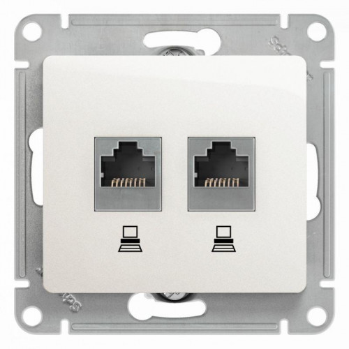 Розетка компьютерная двойная RJ45 Systeme Electric Glossa 5e кат UTP перламутр GSL000685KK