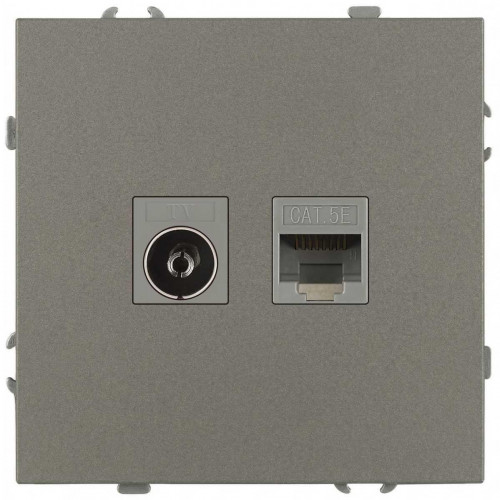 Розетка ЭРА Galaxy 15-3110-07 комбинированная RJ45+TV IP20 титан Б0070788