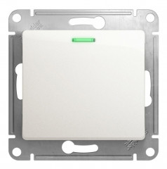 Переключатель одноклавишный проходной Systeme Electric Glossa 10A 250V с подсветкой перламутр GSL000663