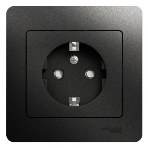 Розетка 2К+З Systeme Electric Glossa 16A 250V со шторками антрацит GSL000744