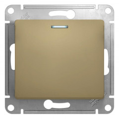 Переключатель одноклавишный проходной Systeme Electric Glossa 10A 250V с подсветкой титан GSL000463