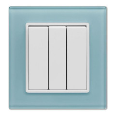 Выключатель трехклавишный Vesta-Electric Exclusive Blue голубой FVK050107SIN