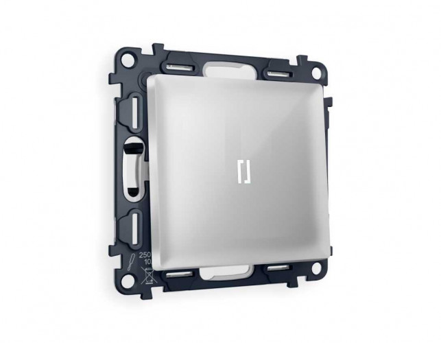 Комплект механизма 1-кл выключателя AMBRELLA VOLT с подсветкой 5600K ALFA Серебро глянец QUANT (AP4020, VM101, G14W) MA402015